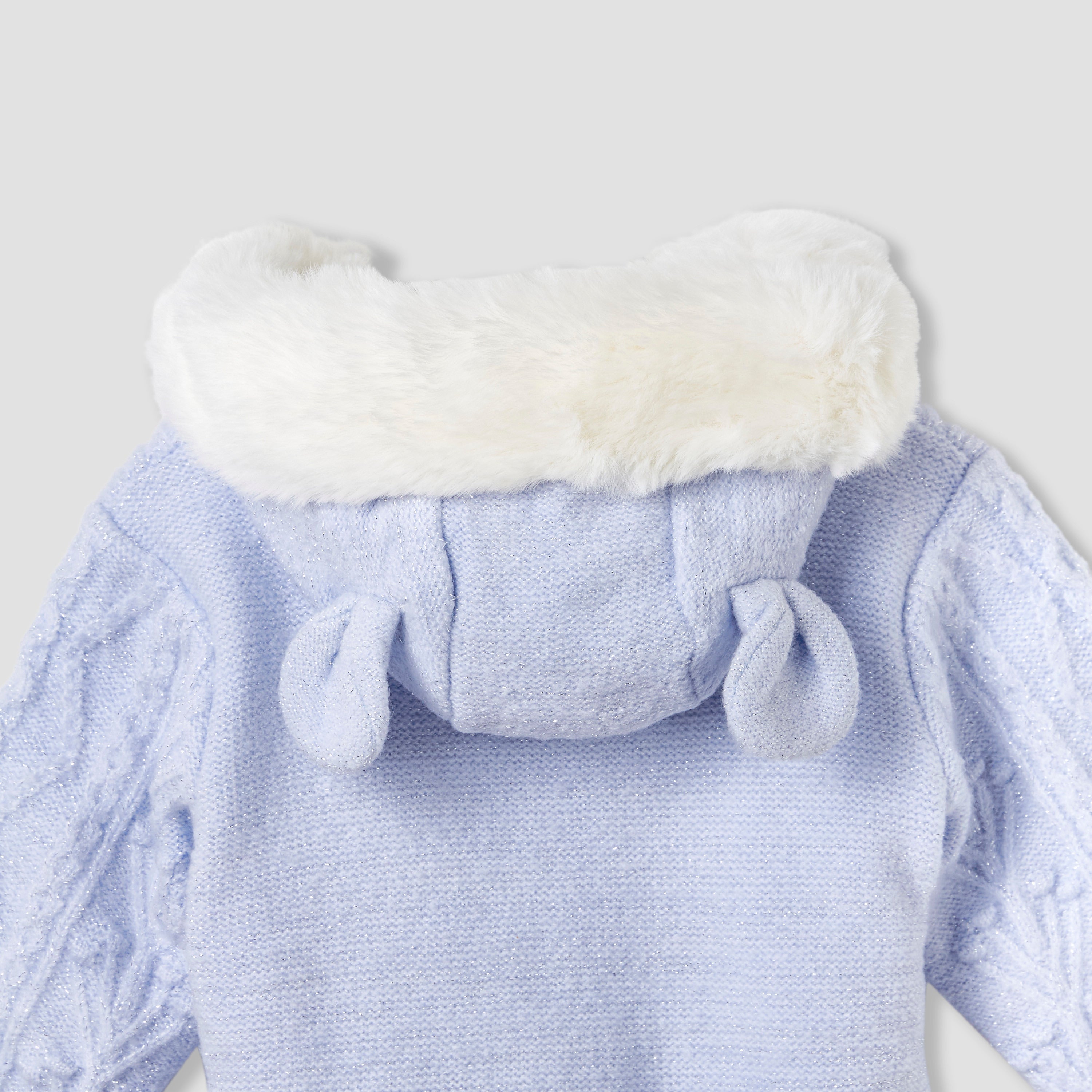 Giggles Textured Hooded Sleepsuit with Long Sleeves