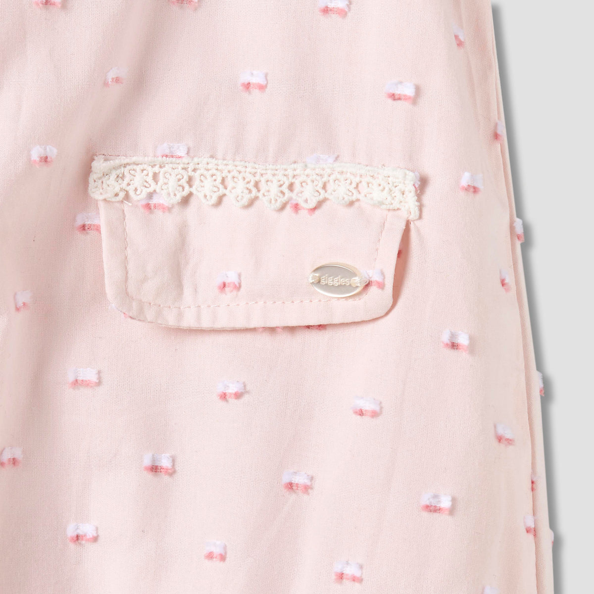 Giggles Peter Pan Collar Sleeveless Romper with Lace Detail