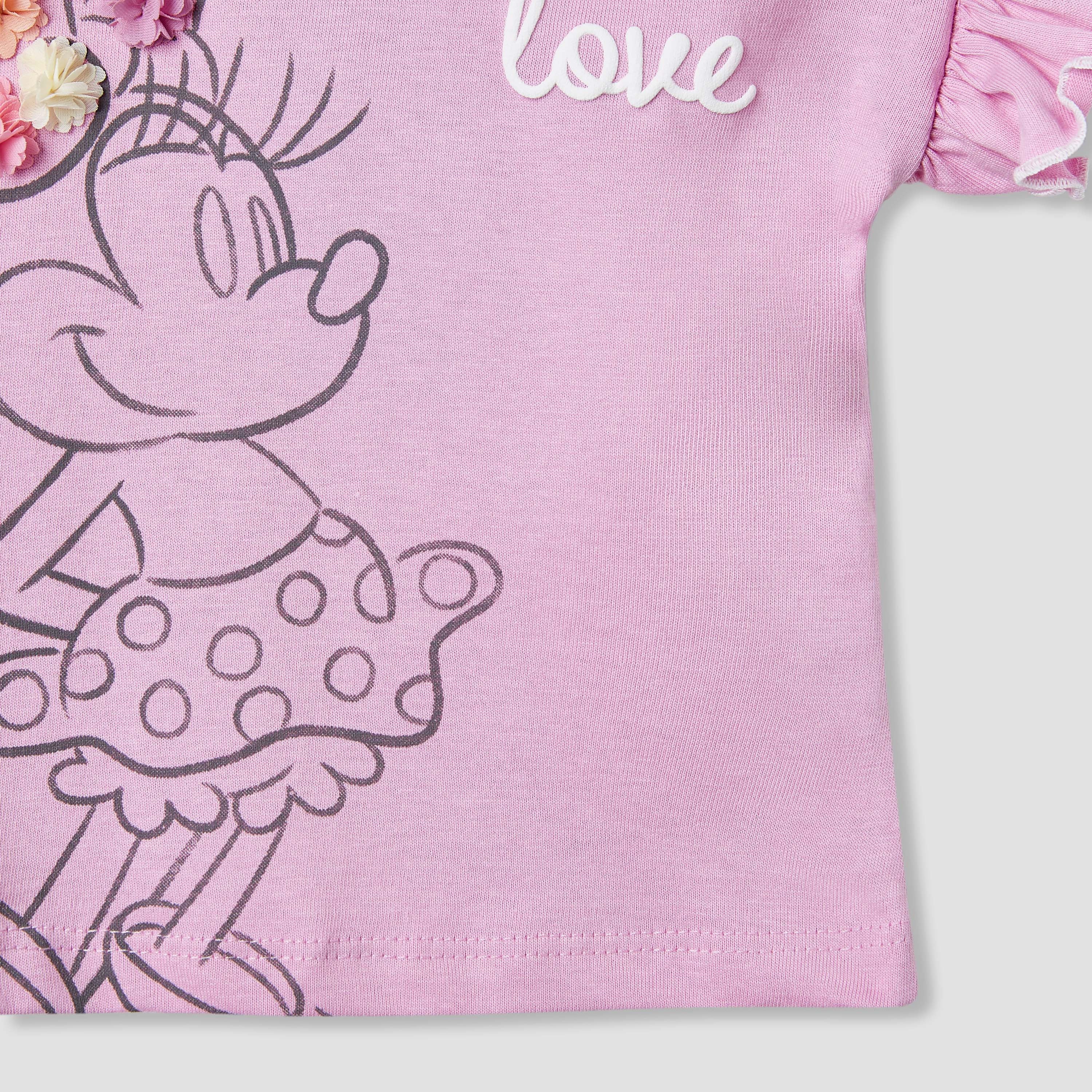 Disney Minnie Mouse Print T-shirt with Ruffles - Set of 2