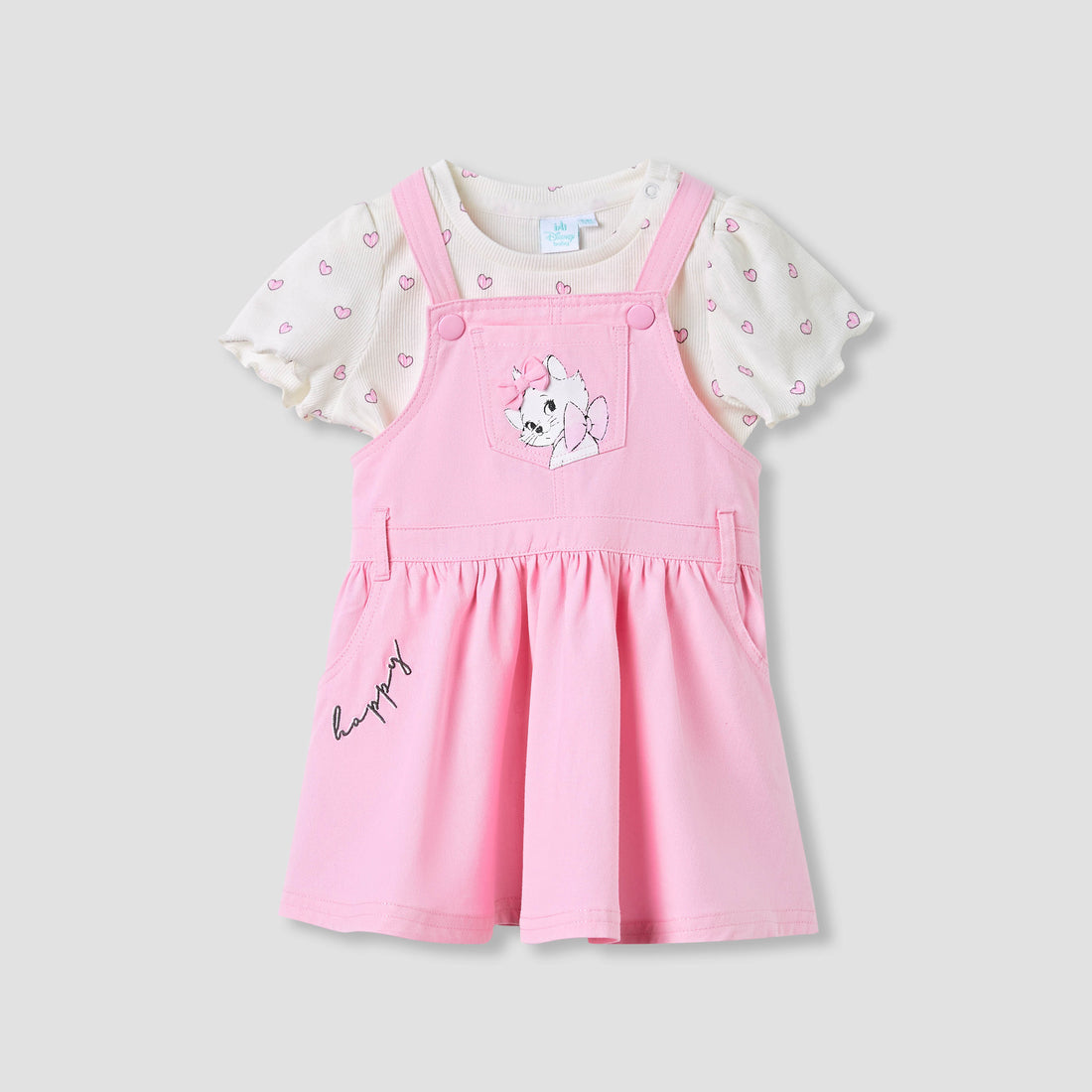 Disney Marie Cat Pinafore Dress and Printed Top Set - Pink / 12-18 mths