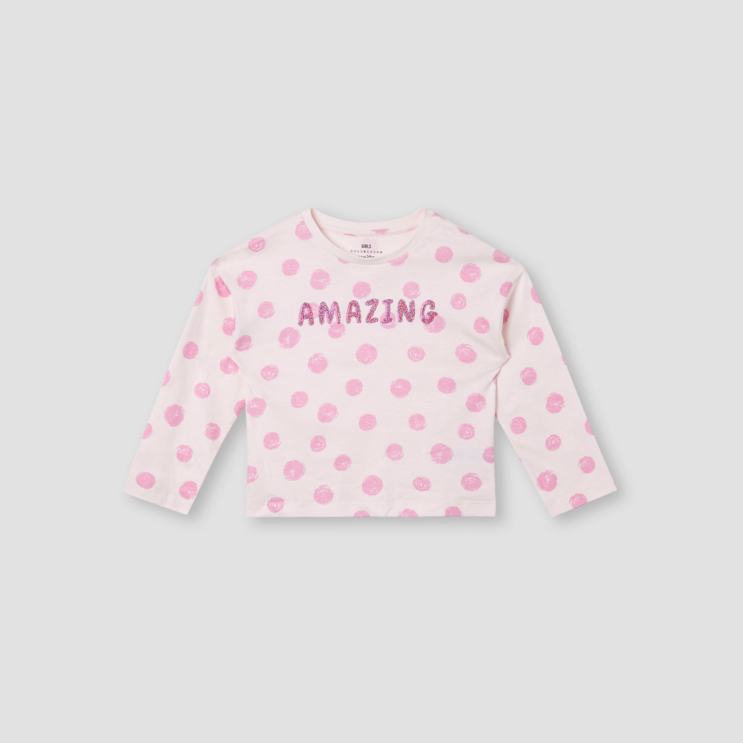 Juniors Printed T-shirt with Long Sleeves