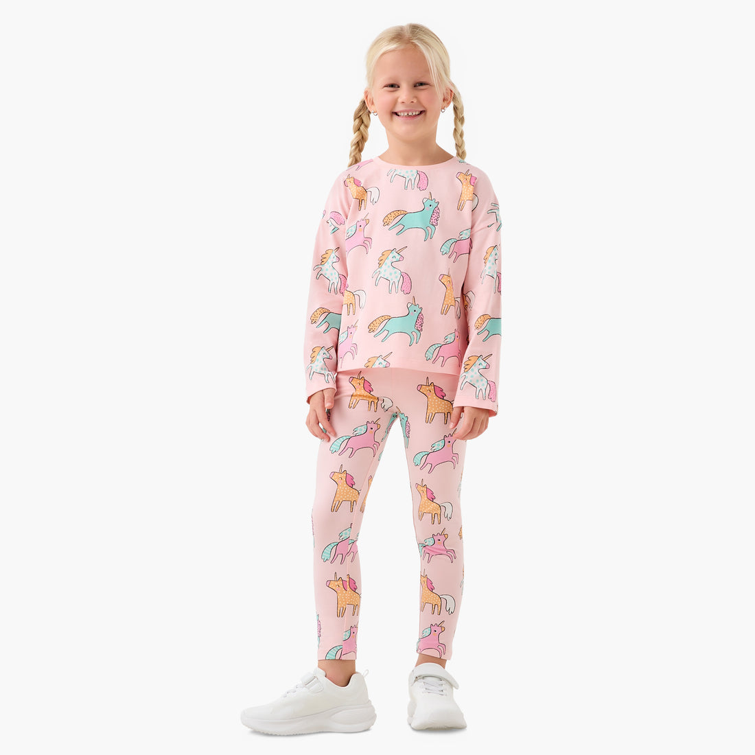 Juniors Girls Crew Neck T-shirt with Unicorn Print - Cotton - Long Sleeves