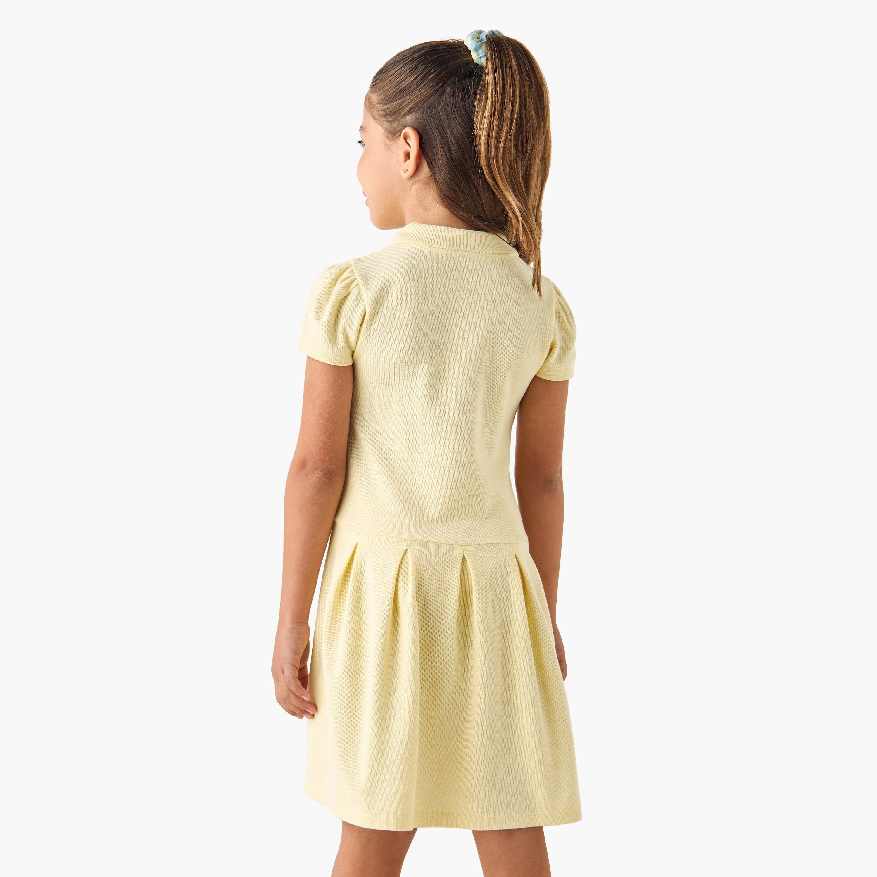 Juniors Embroidered Polo Dress with Short Sleeves