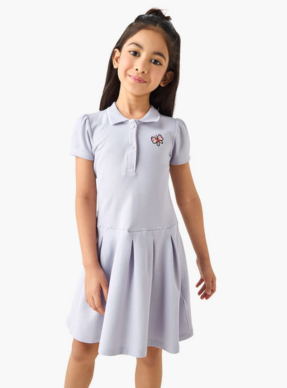 Juniors Collared Short Sleeves Knee Length Polo Dress-girls-clothing-dressesandjumpsuits-image-1