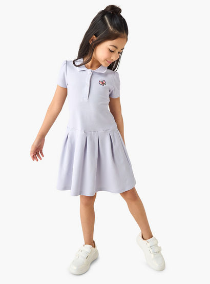Juniors Collared Short Sleeves Knee Length Polo Dress-girls-clothing-dressesandjumpsuits-image-2
