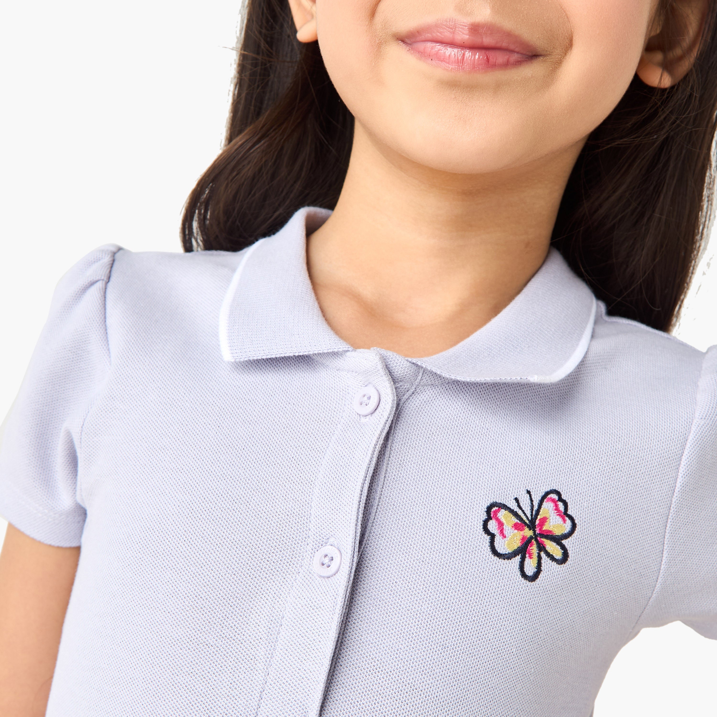 Juniors Collared Short Sleeves Knee Length Polo Dress