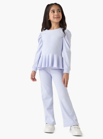 Juniors Ribbed Peplum Top and Pants Set-baby-girls-clothing-setsandcoords-image-1
