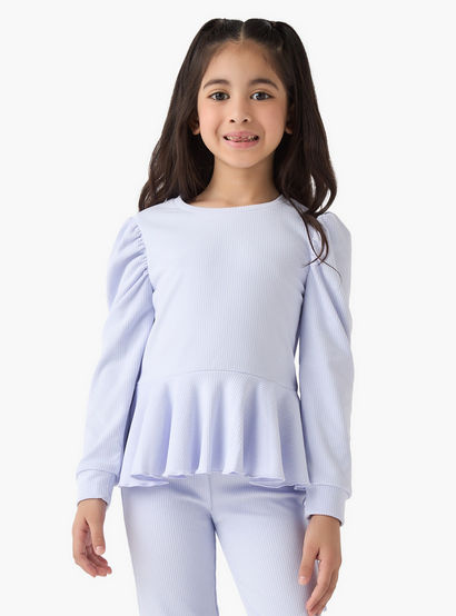 Juniors Ribbed Peplum Top and Pants Set-baby-girls-clothing-setsandcoords-image-2
