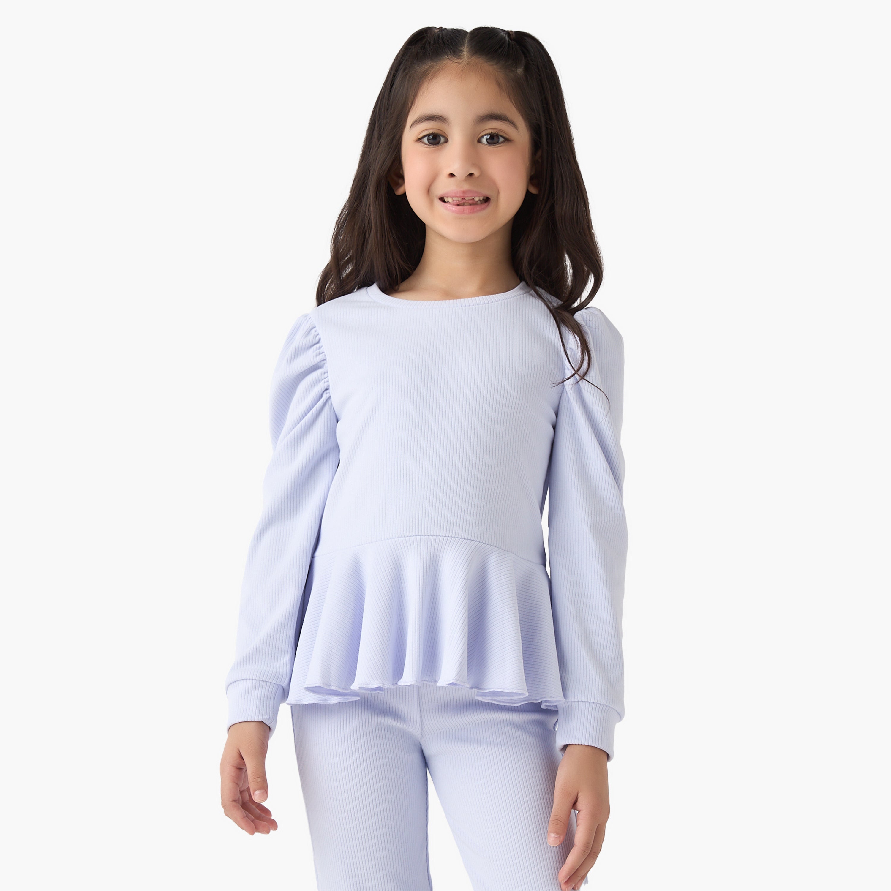 Juniors Ribbed Peplum Top and Pants Set