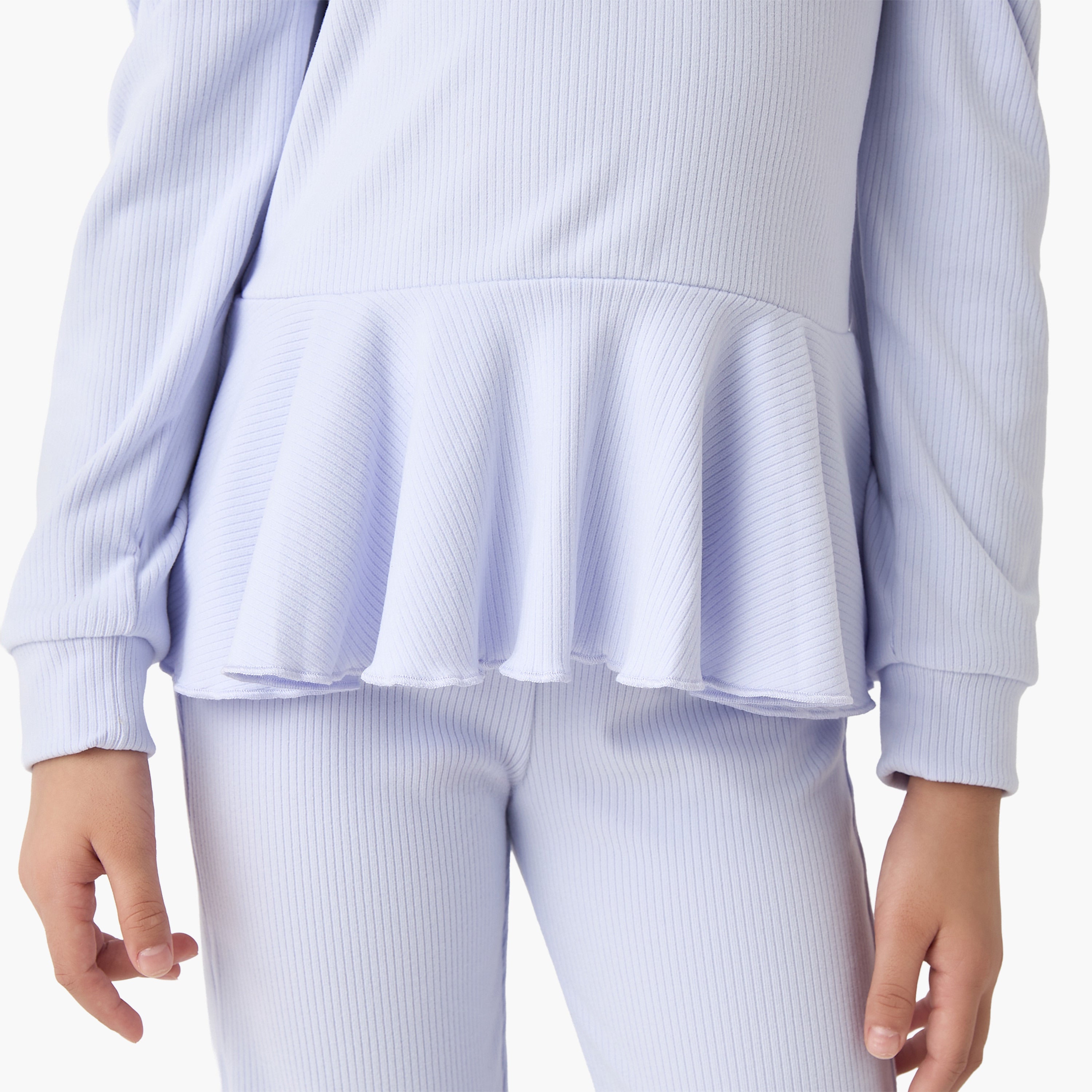 Juniors Ribbed Peplum Top and Pants Set