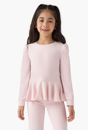 Juniors Ribbed Peplum Top and Pants Set