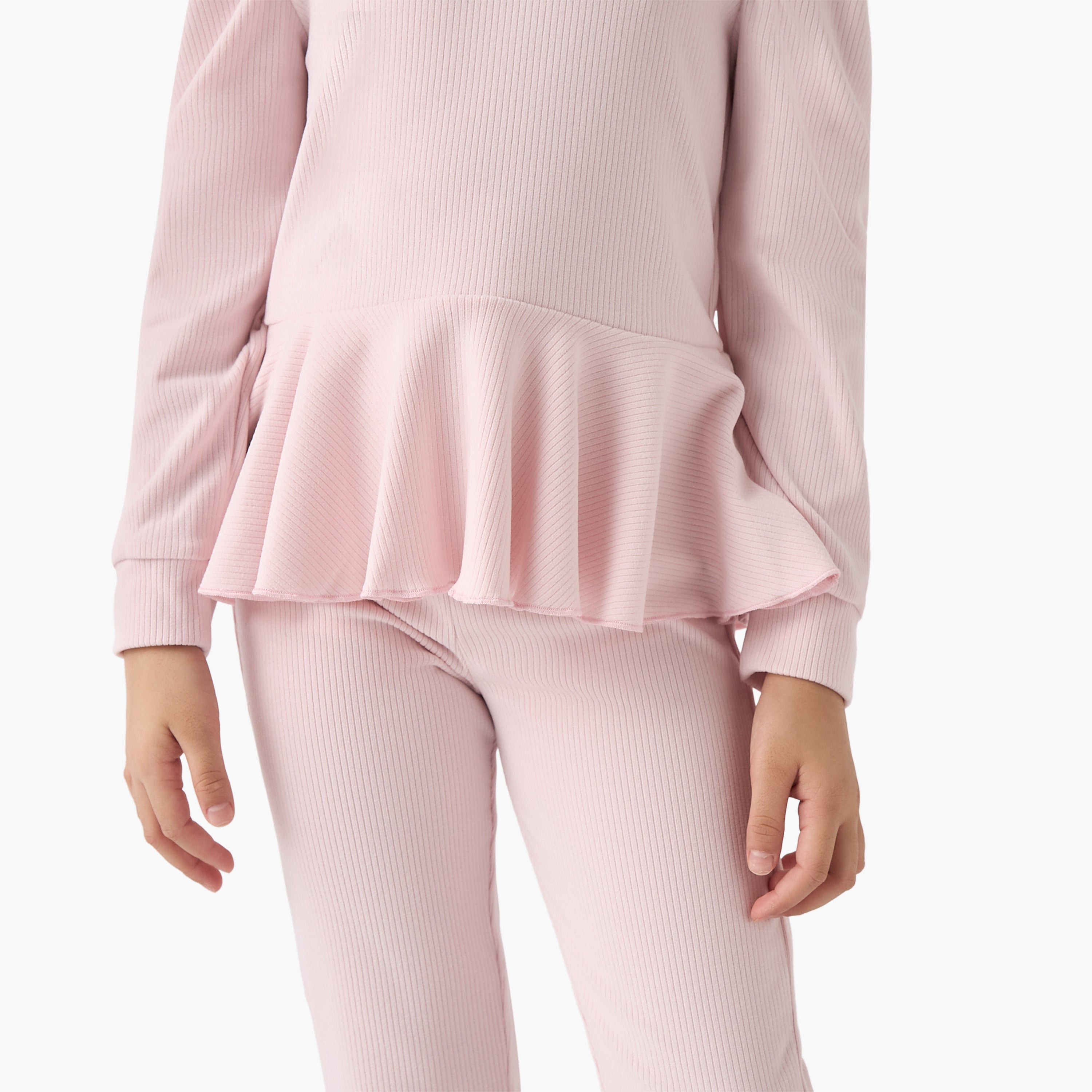 Juniors Ribbed Peplum Top and Pants Set