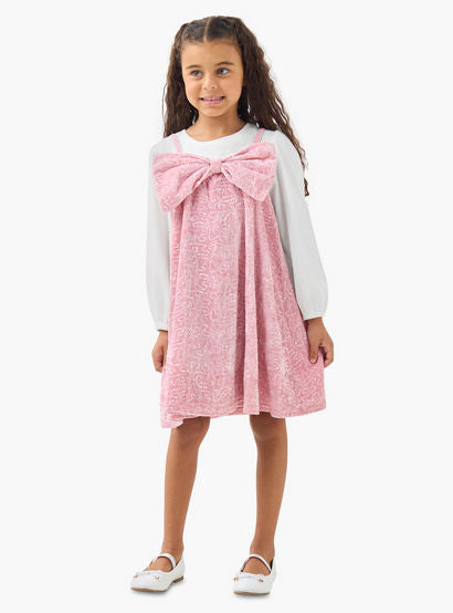 Juniors Round Neck Long Sleeves Knee Length Dress with T-shirt-girls-clothing-dressesandjumpsuits-image-2