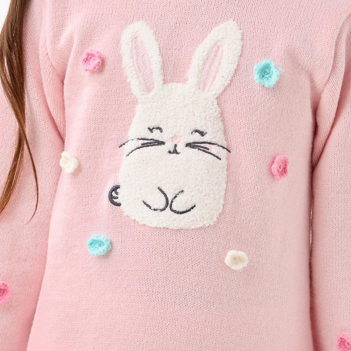 Juniors Bunny Accent Dress with Ruffle Detail