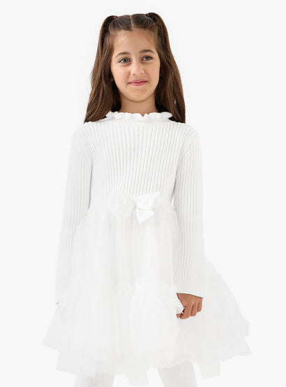 Juniors Ribbed Tulle Dress with Tights-girls-clothing-dressesandjumpsuits-image-2