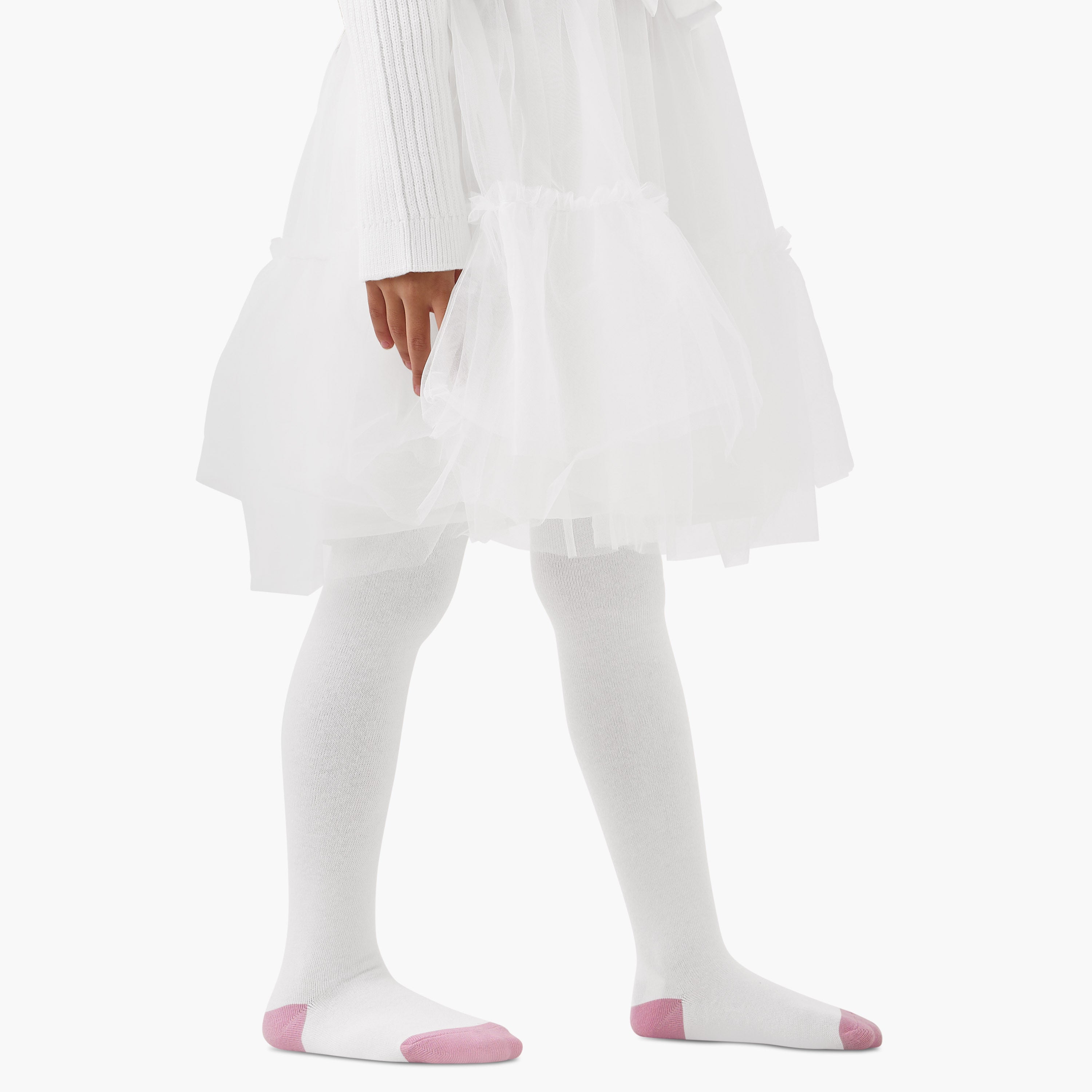 Juniors Ribbed Tulle Dress with Tights