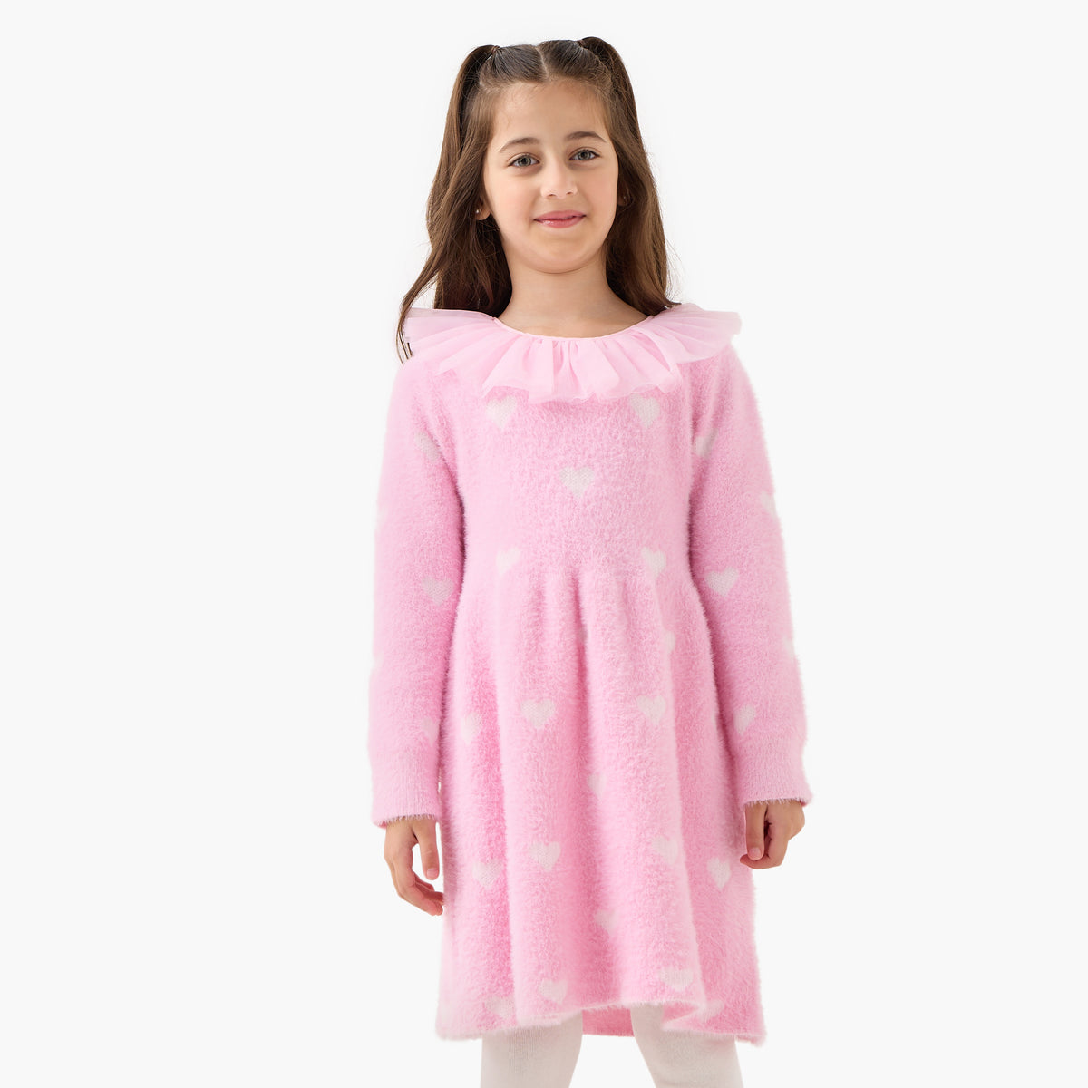 Juniors Heart Print Dress with Tights