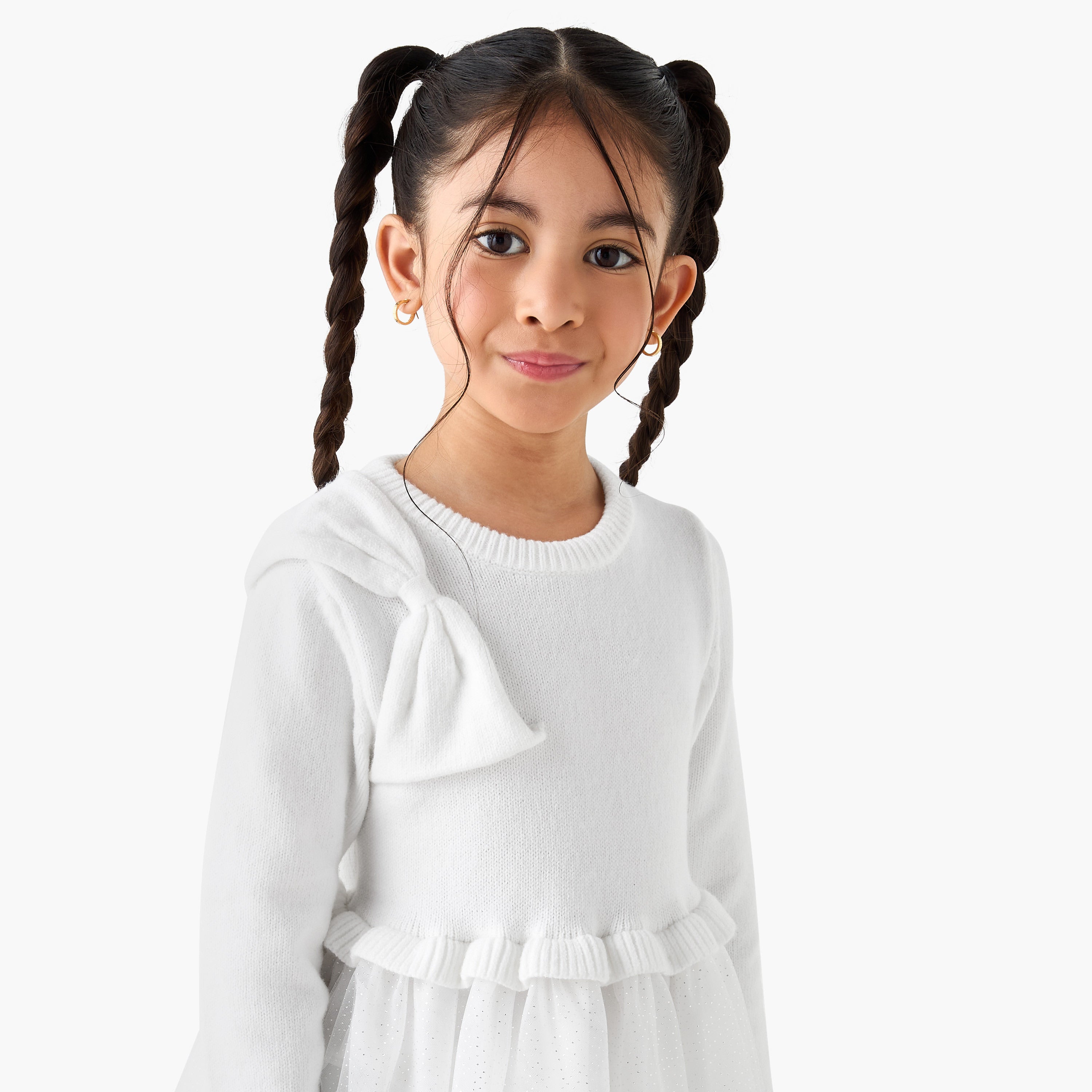 Juniors Glitter Embellished Tulle Dress with Tights