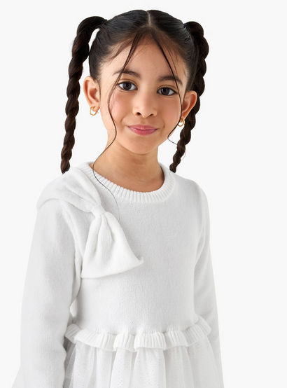 Juniors Glitter Embellished Tulle Dress with Tights-girls-clothing-dressesandjumpsuits-image-4