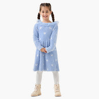Juniors Heart Print Dress with Tights-undefined-image-1