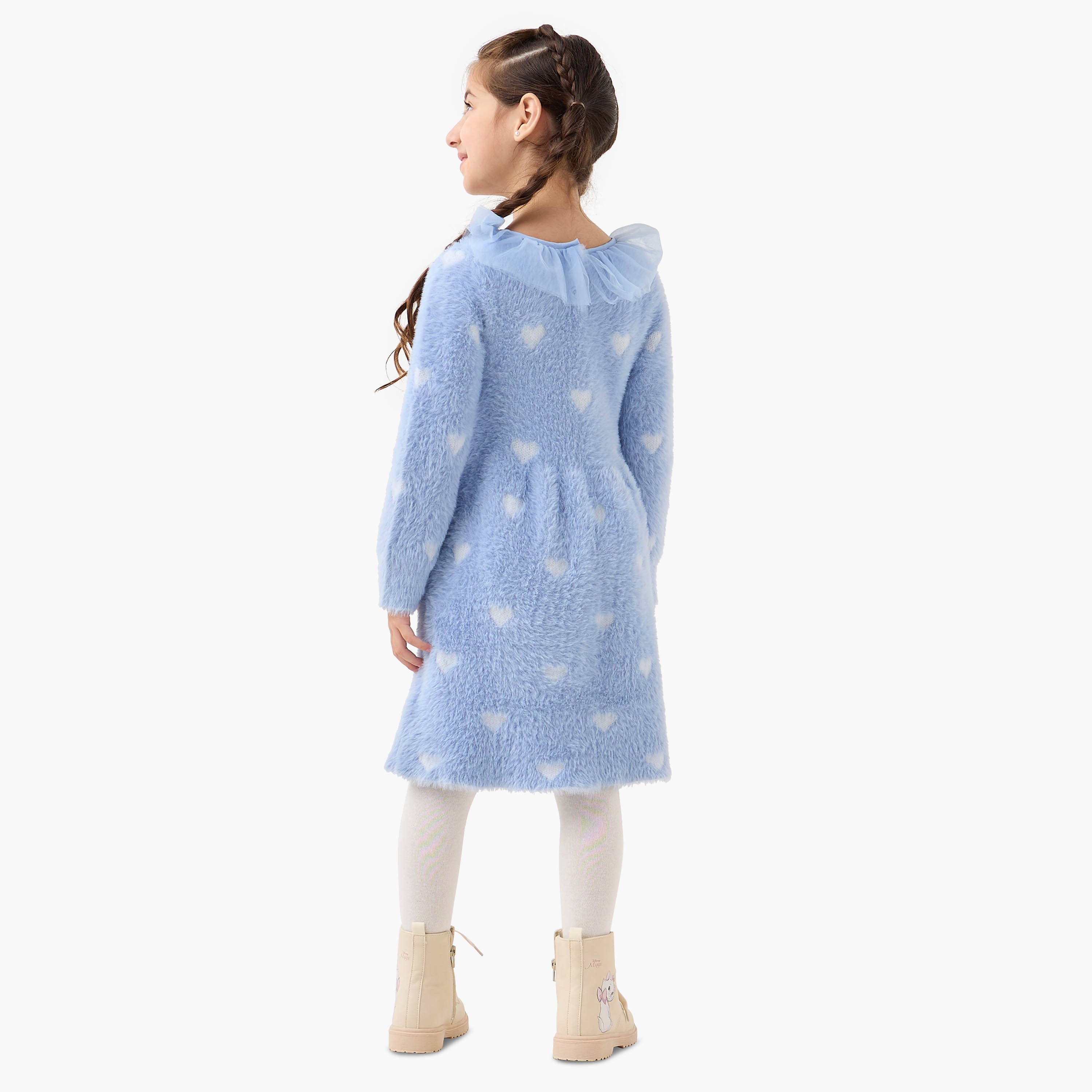 Juniors Heart Print Dress with Tights