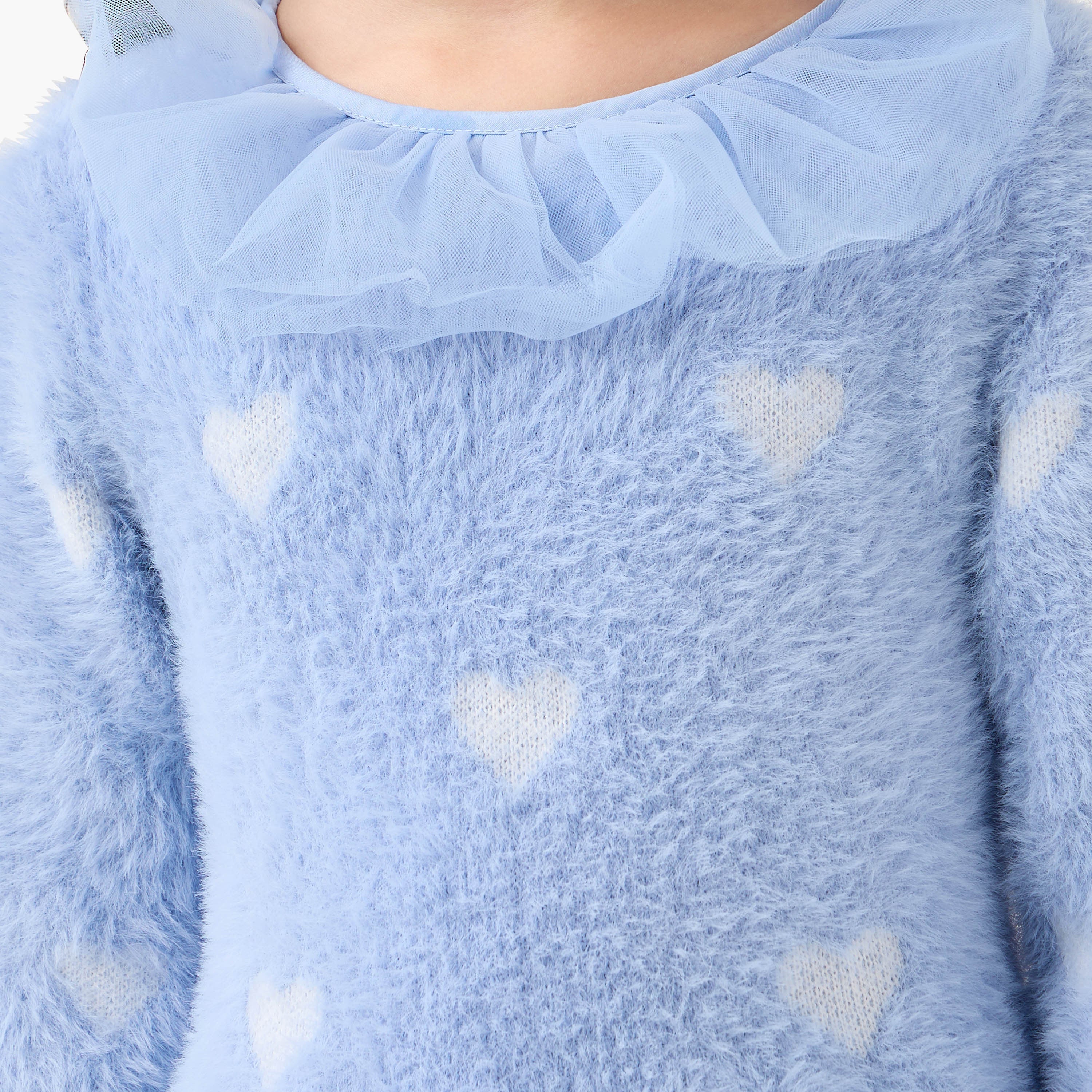 Juniors Heart Print Dress with Tights