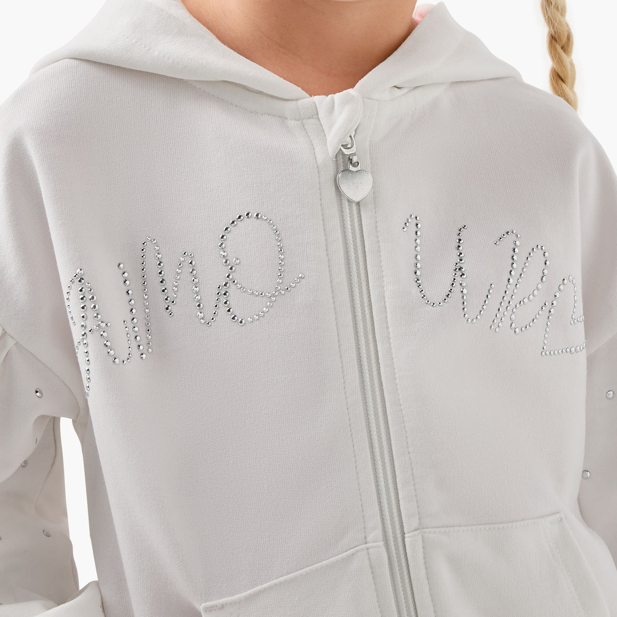 Juniors Embellished Hooded Sweatshirt with Long Sleeves