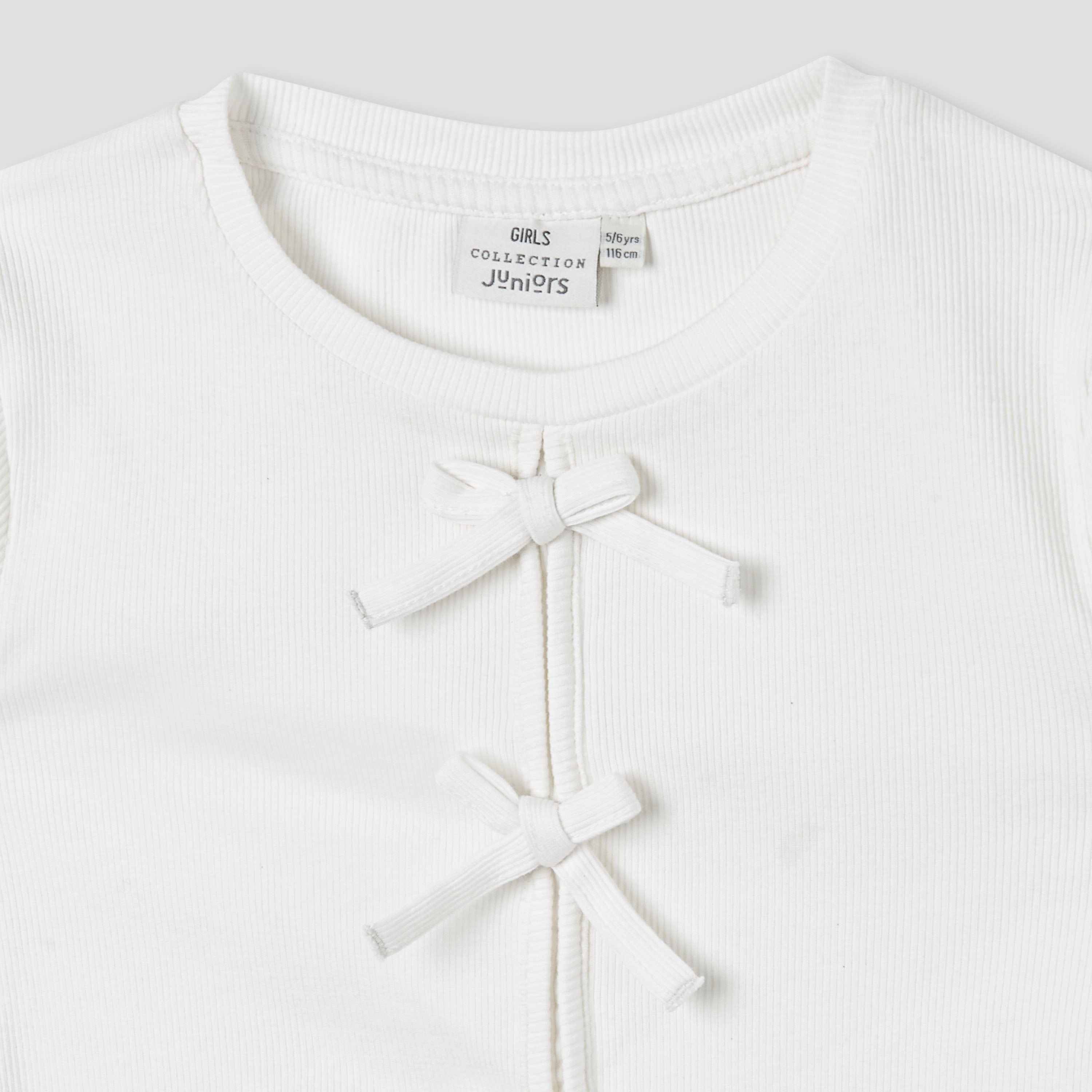Juniors Bow Accent Top and Checked Skirt Set