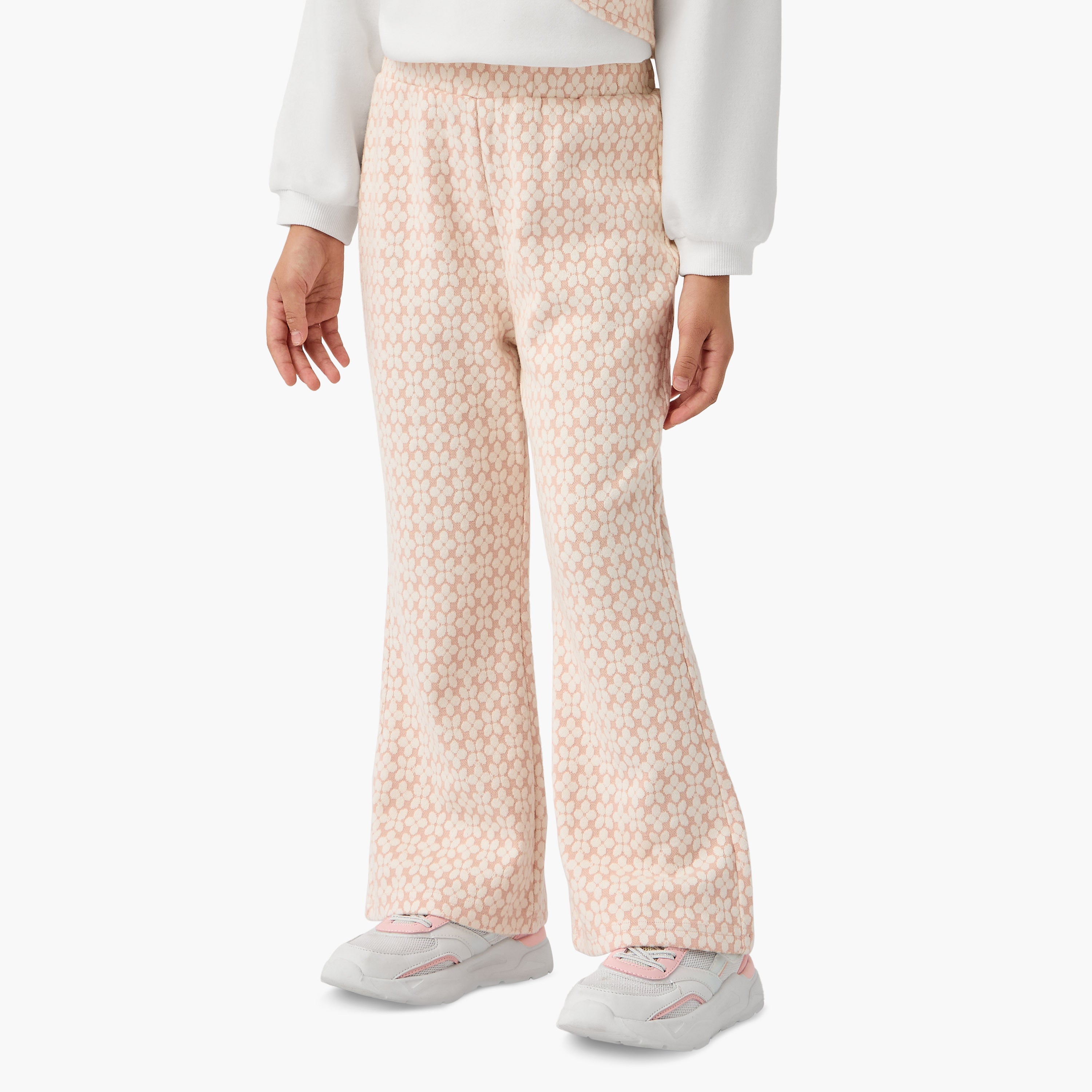 Juniors Printed Bow Detail Top and Pants Set