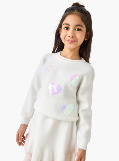 Juniors Girls Pullover and Skirt Set with Sequin Embellished - Polyester - Long Sleeves - Crew Neck-baby-girls-clothing-setsandcoords-image-2