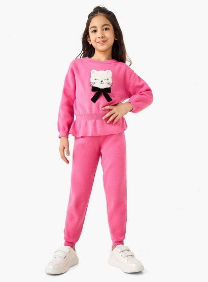 Juniors Girls Pullover and Joggers Set with Applique - Polyester Blend - Long Sleeves - Crew Neck-baby-girls-clothing-setsandcoords-image-1