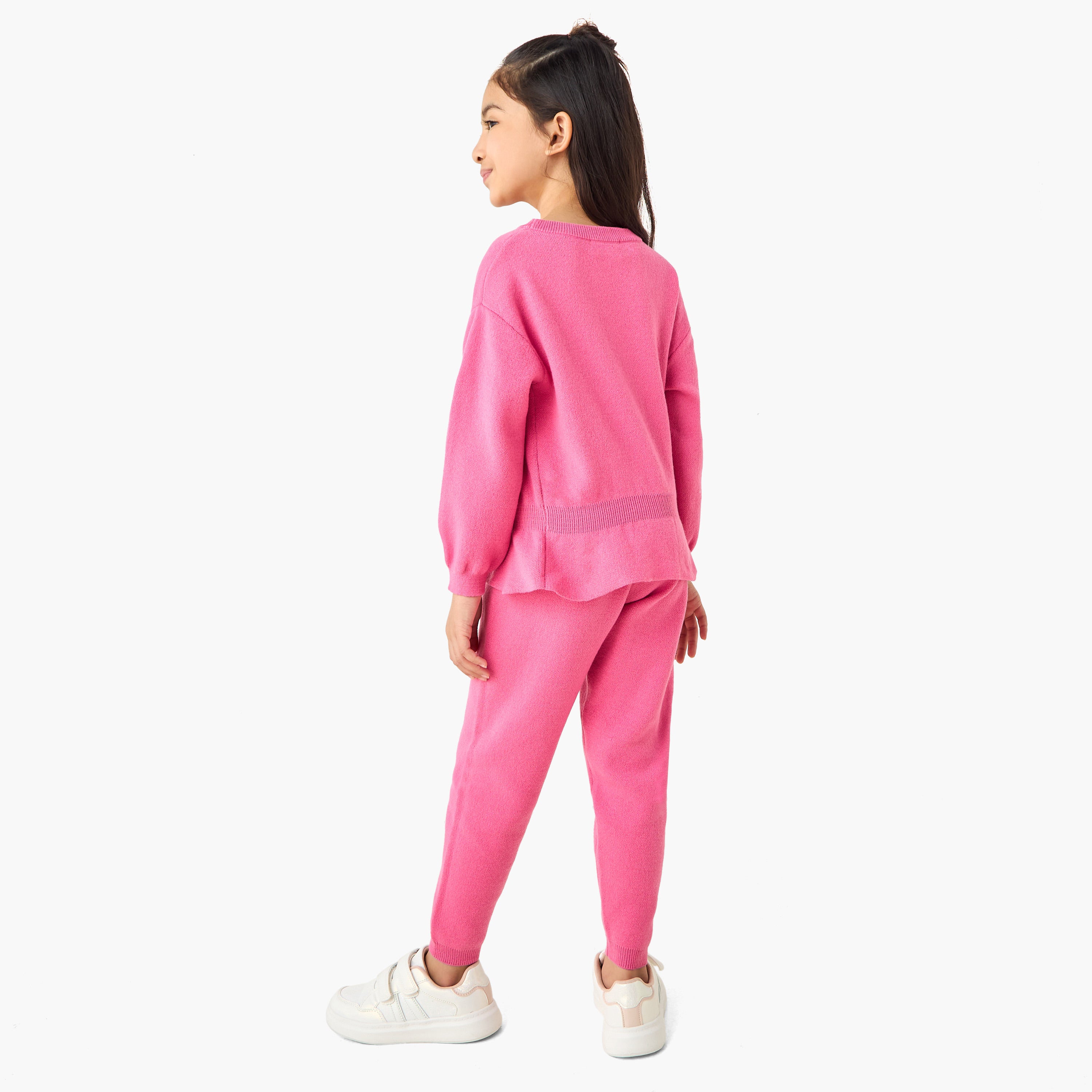 Juniors Girls Pullover and Joggers Set with Applique - Polyester Blend - Long Sleeves - Crew Neck