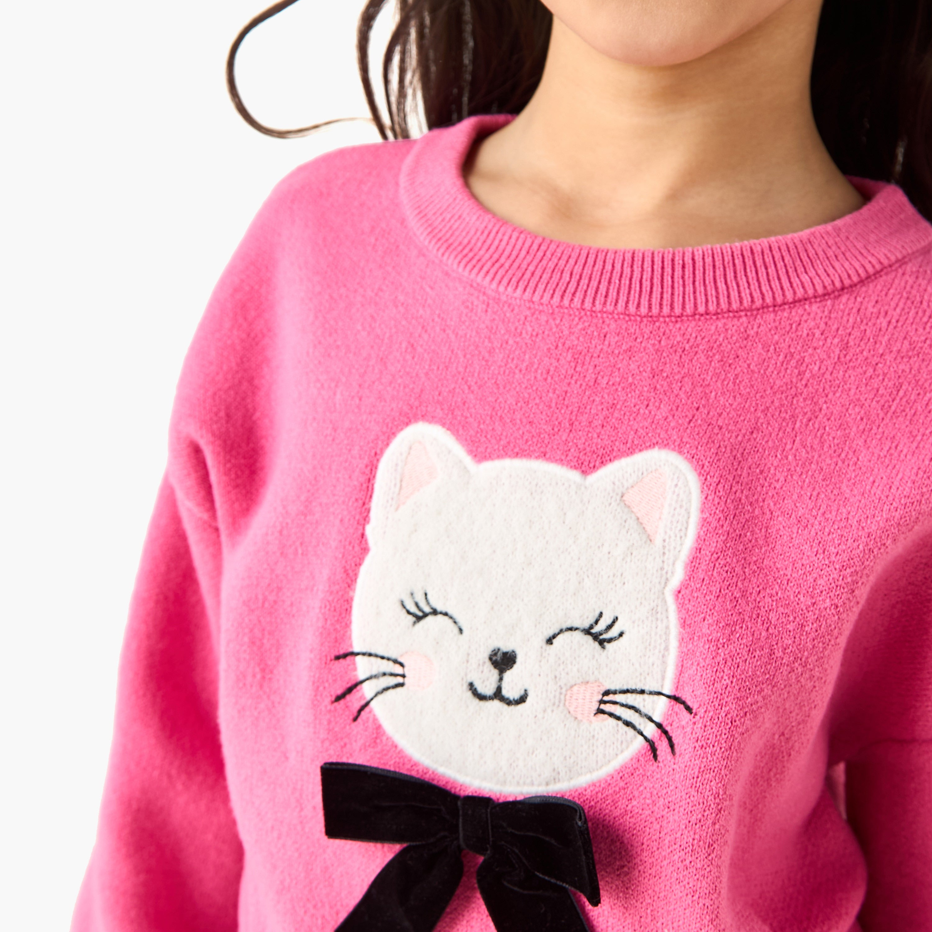 Juniors Girls Pullover and Joggers Set with Applique - Polyester Blend - Long Sleeves - Crew Neck