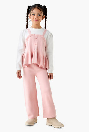 Juniors Textured Peplum Top and Pants Set
