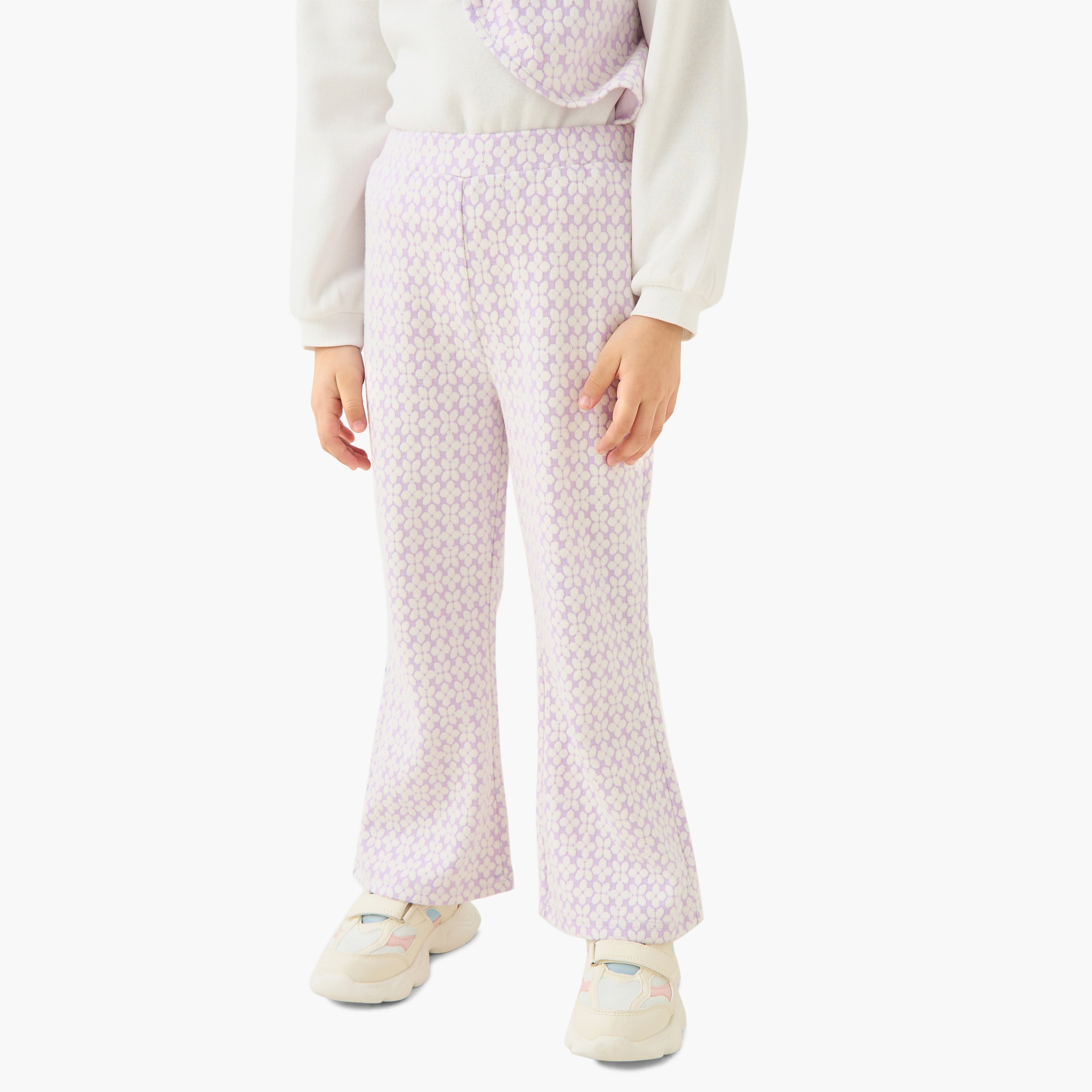 Juniors Printed Bow Detail Top and Pants Set