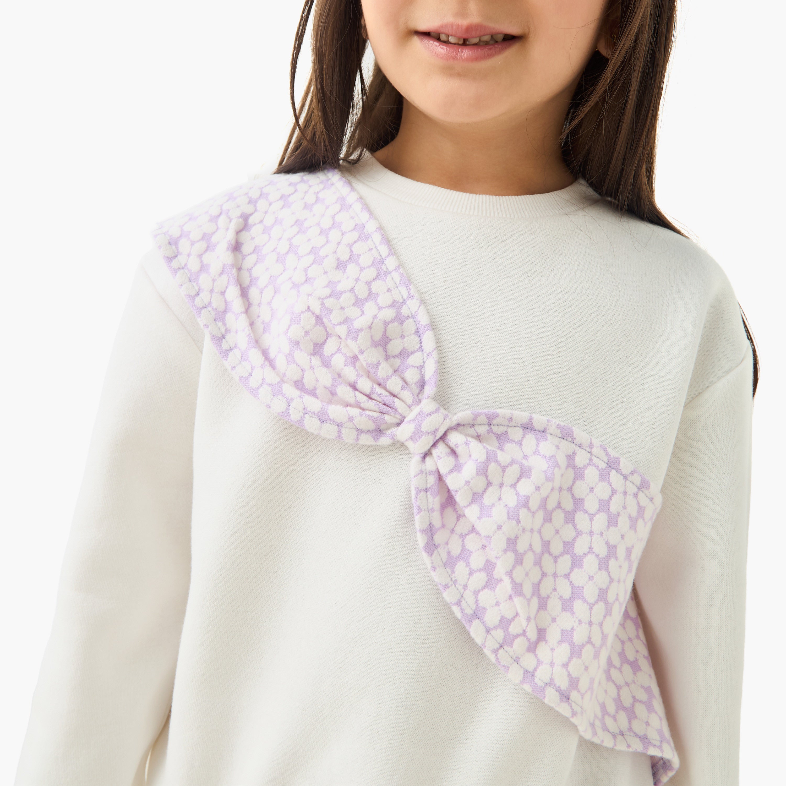 Juniors Printed Bow Detail Top and Pants Set