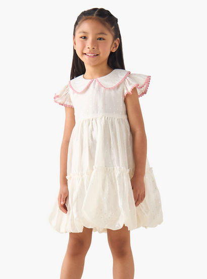 Eligo Peter Pan Collar Cap Sleeves Dress with Polka Dot Print-girls-clothing-dressesandjumpsuits-image-1