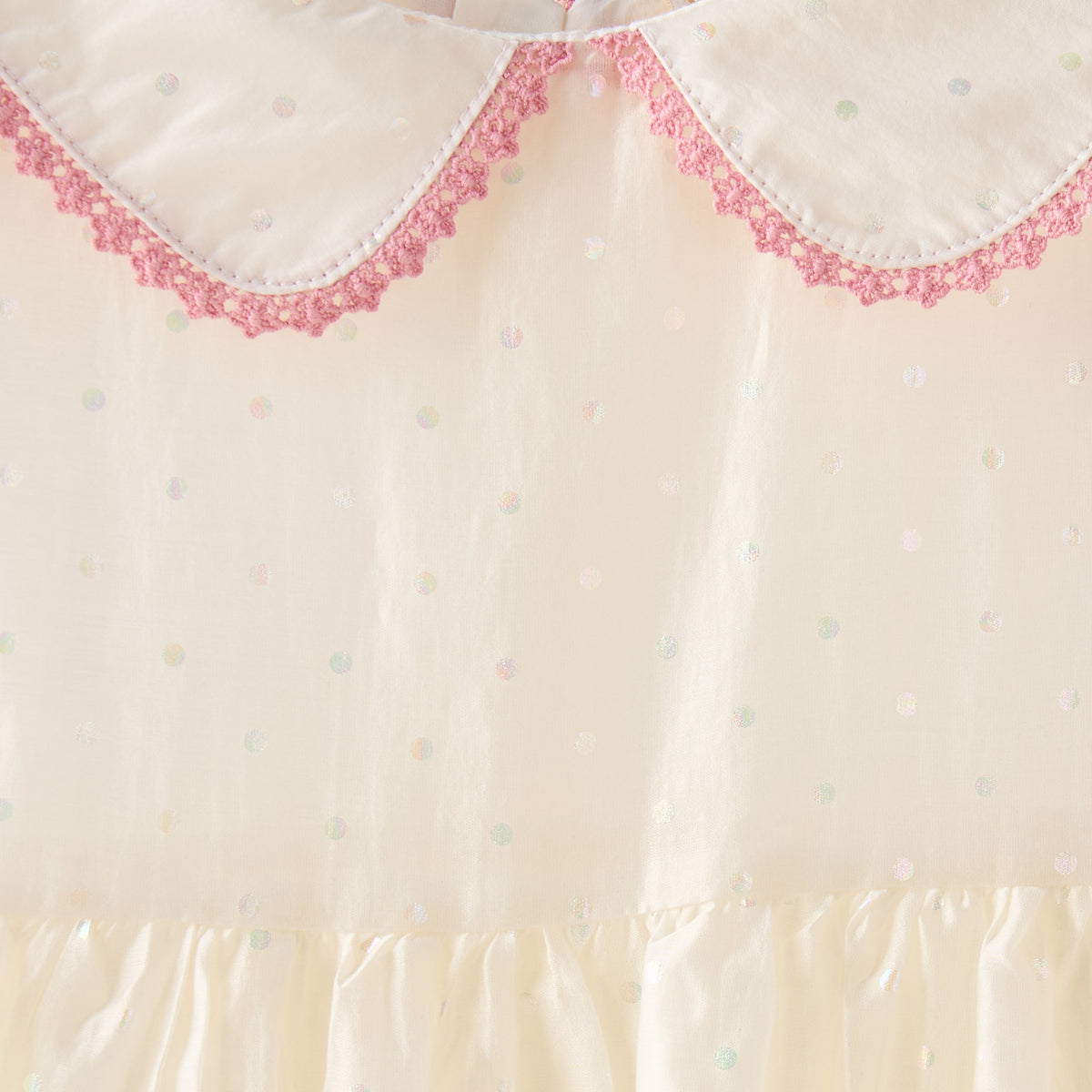 Eligo Peter Pan Collar Cap Sleeves Dress with Polka Dot Print