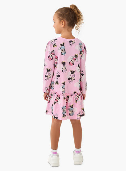 Disney Round Neck Long Sleeve Dress with Minnie Mouse Print-girls-clothing-dressesandjumpsuits-image-3