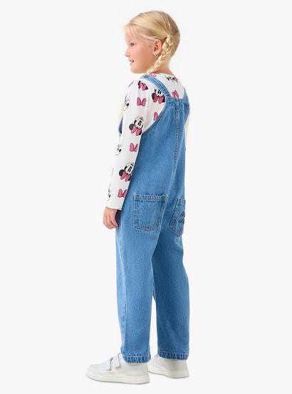 Disney Girls T-shirt and Dungaree Set with Minnie Mouse Print - Long Sleeves-baby-girls-clothing-setsandcoords-image-3