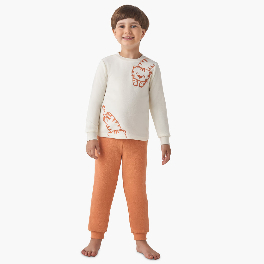 Juniors Boys Pyjama Set with Embroidery - Polyester - Long Sleeves - Crew Neck - Multicolour / 5-6 yrs