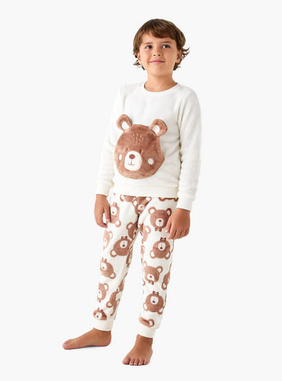 Juniors Bear Applique T-shirt and Pyjama Set-boys-clothing-nightwear-image-1