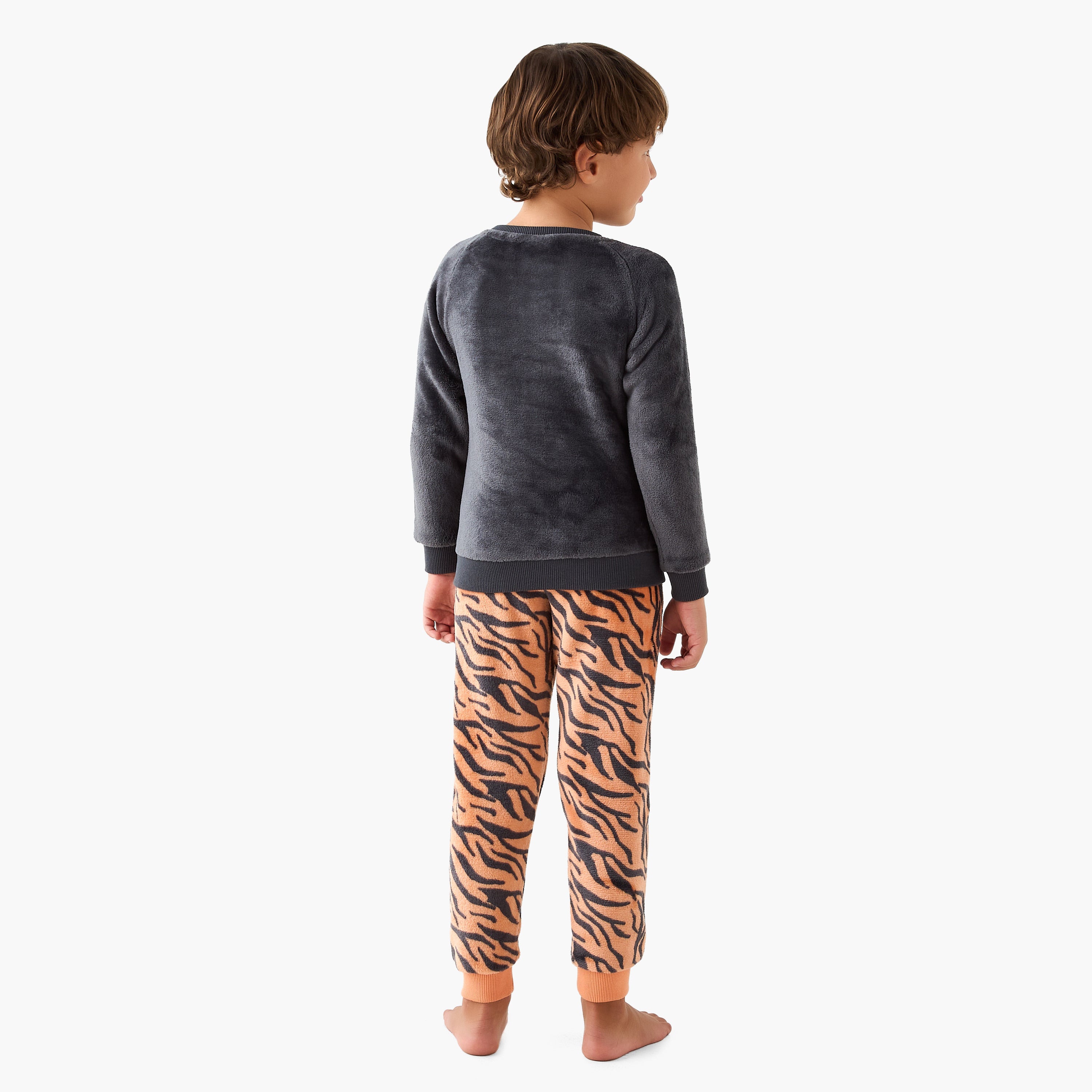 Juniors Tiger Applique Sweatshirt and Pyjama Set