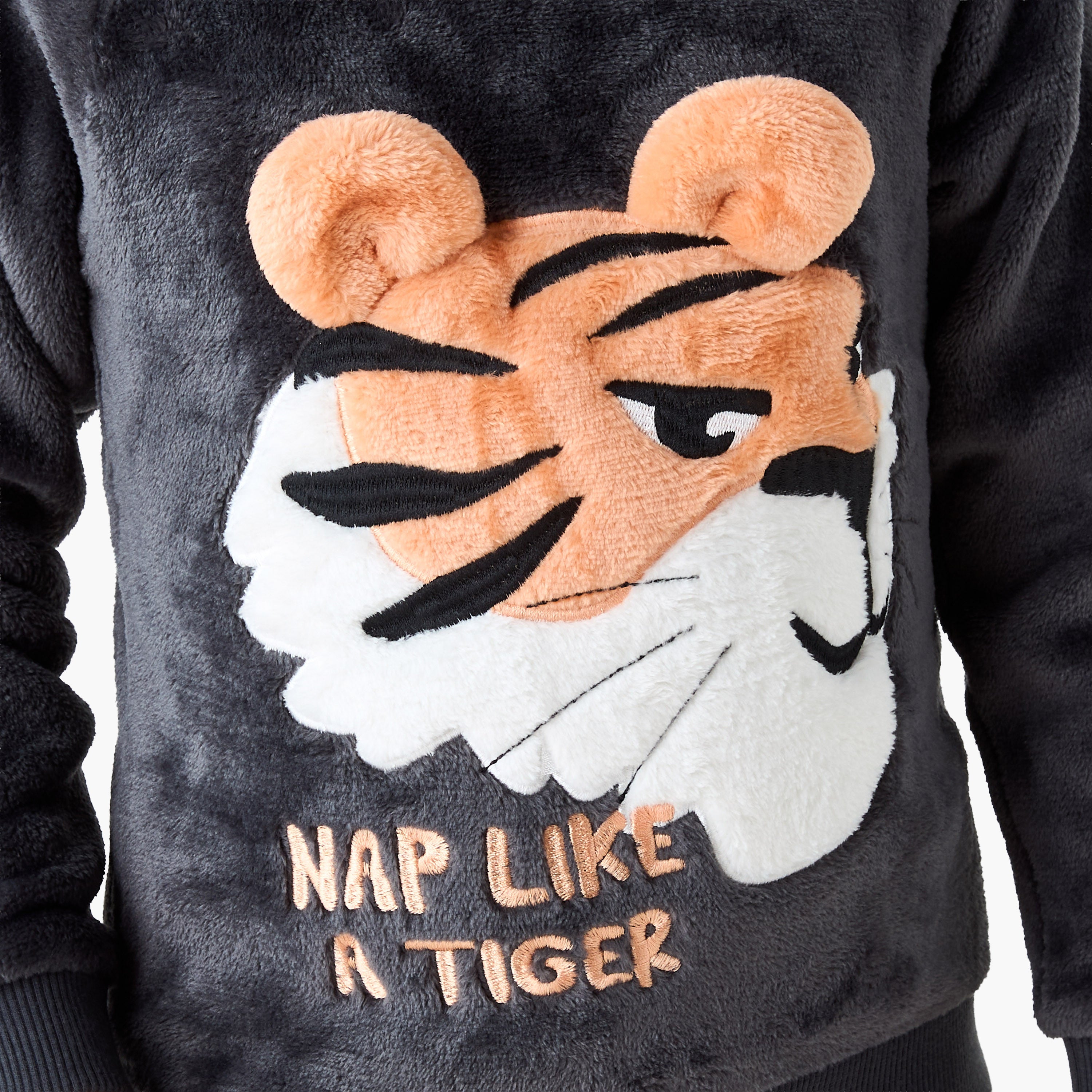 Juniors Tiger Applique Sweatshirt and Pyjama Set