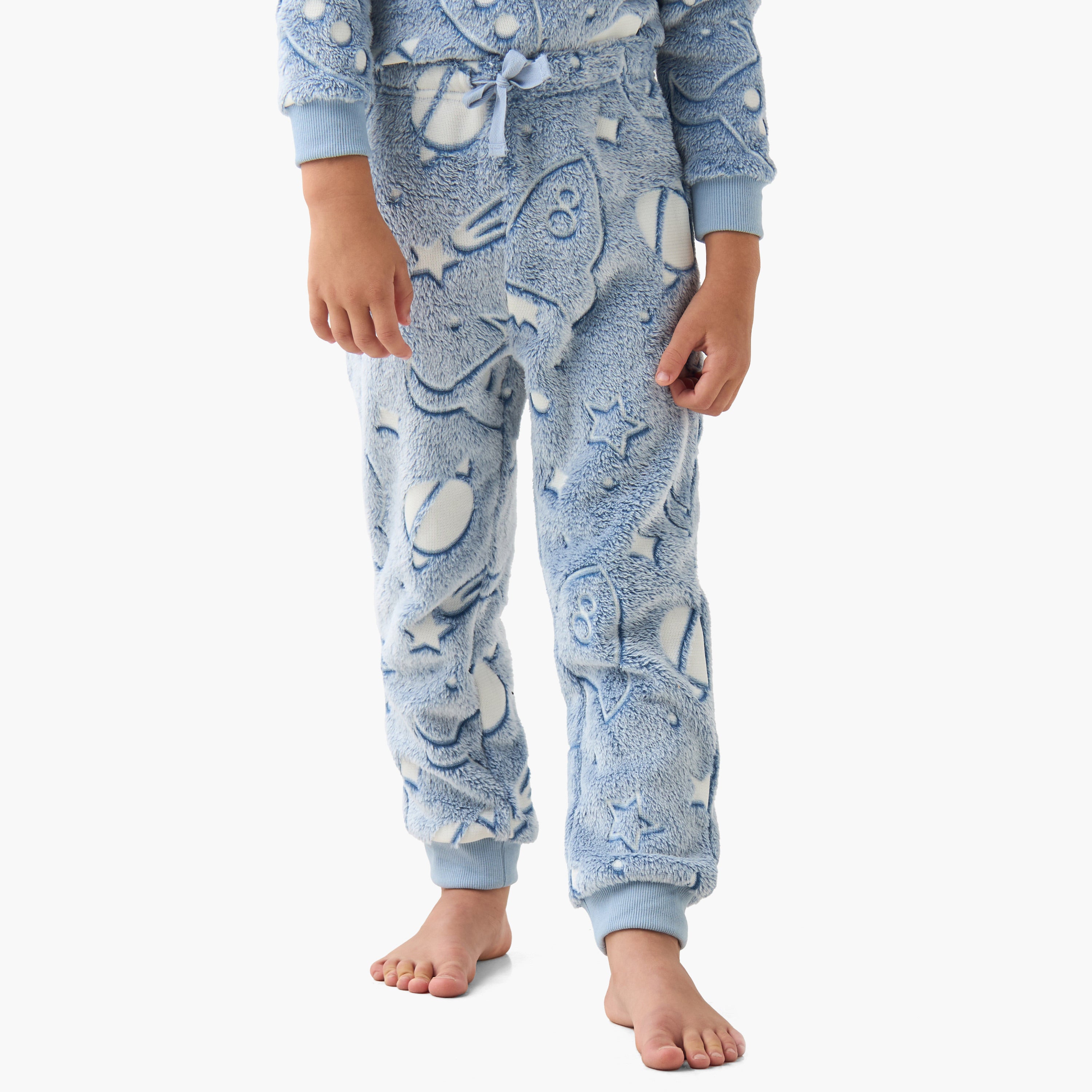 Juniors Boys Pyjama Set with Space Print - Polyester - Long Sleeves - Crew Neck