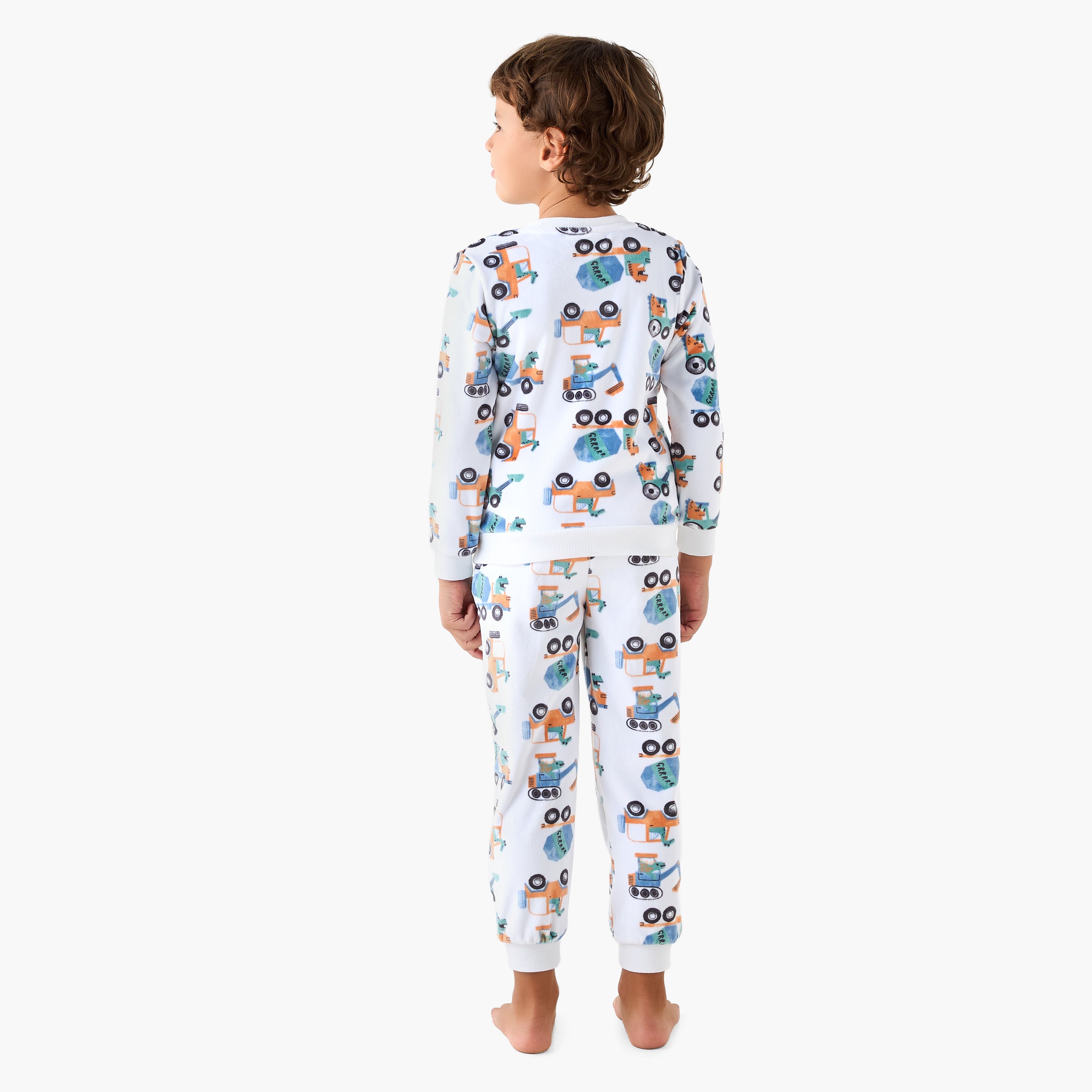 Juniors Construction Vehicle Print T-shirt and Pyjama Set