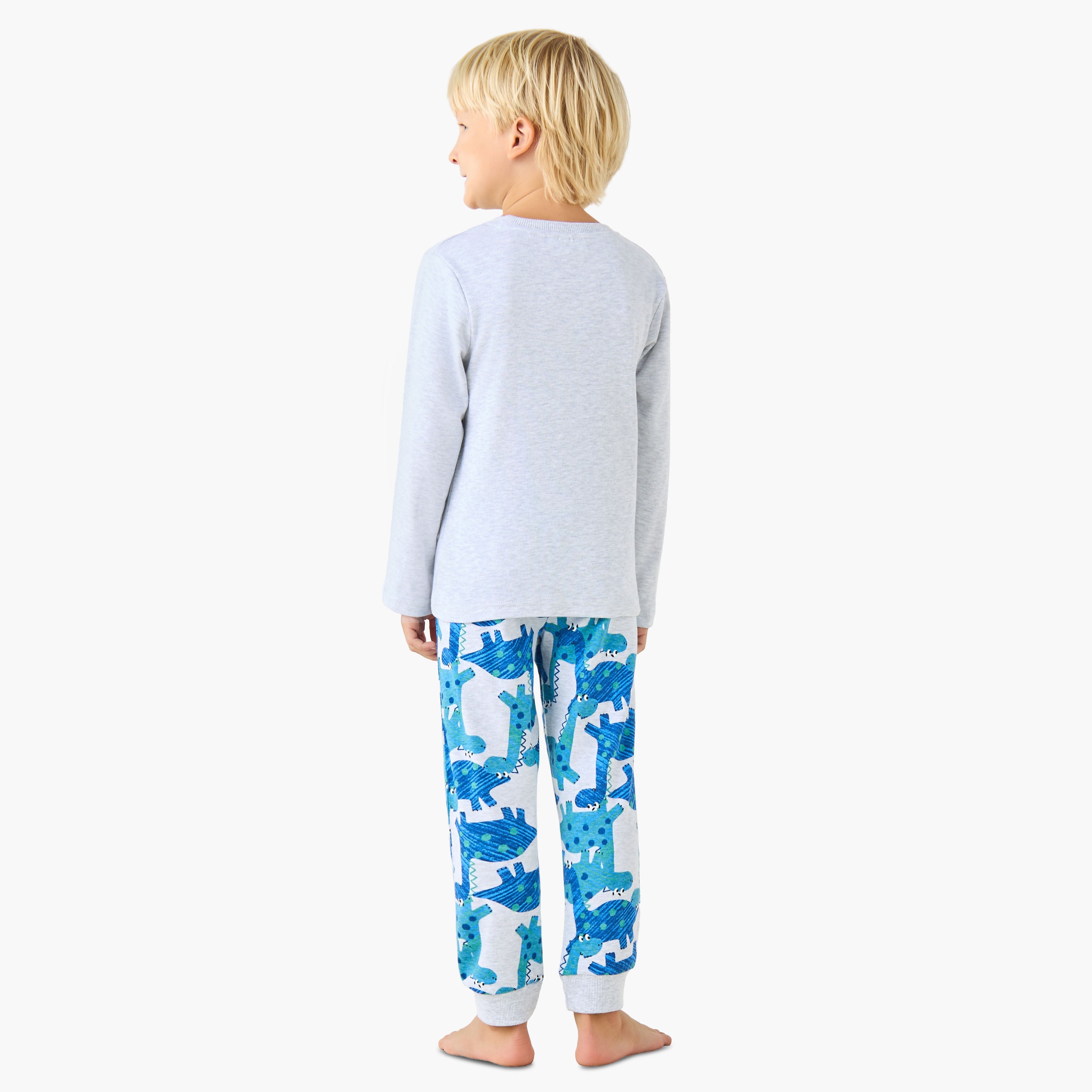 Juniors Cotton Crew Neck Long Sleeves Pyjama Set with Sailboat Print