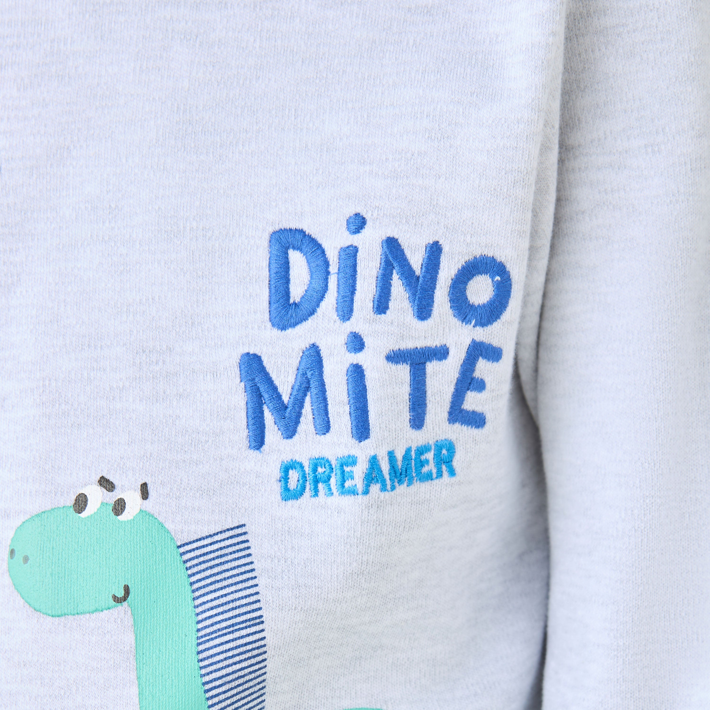 Juniors Cotton Crew Neck Long Sleeves Pyjama Set with Sailboat Print