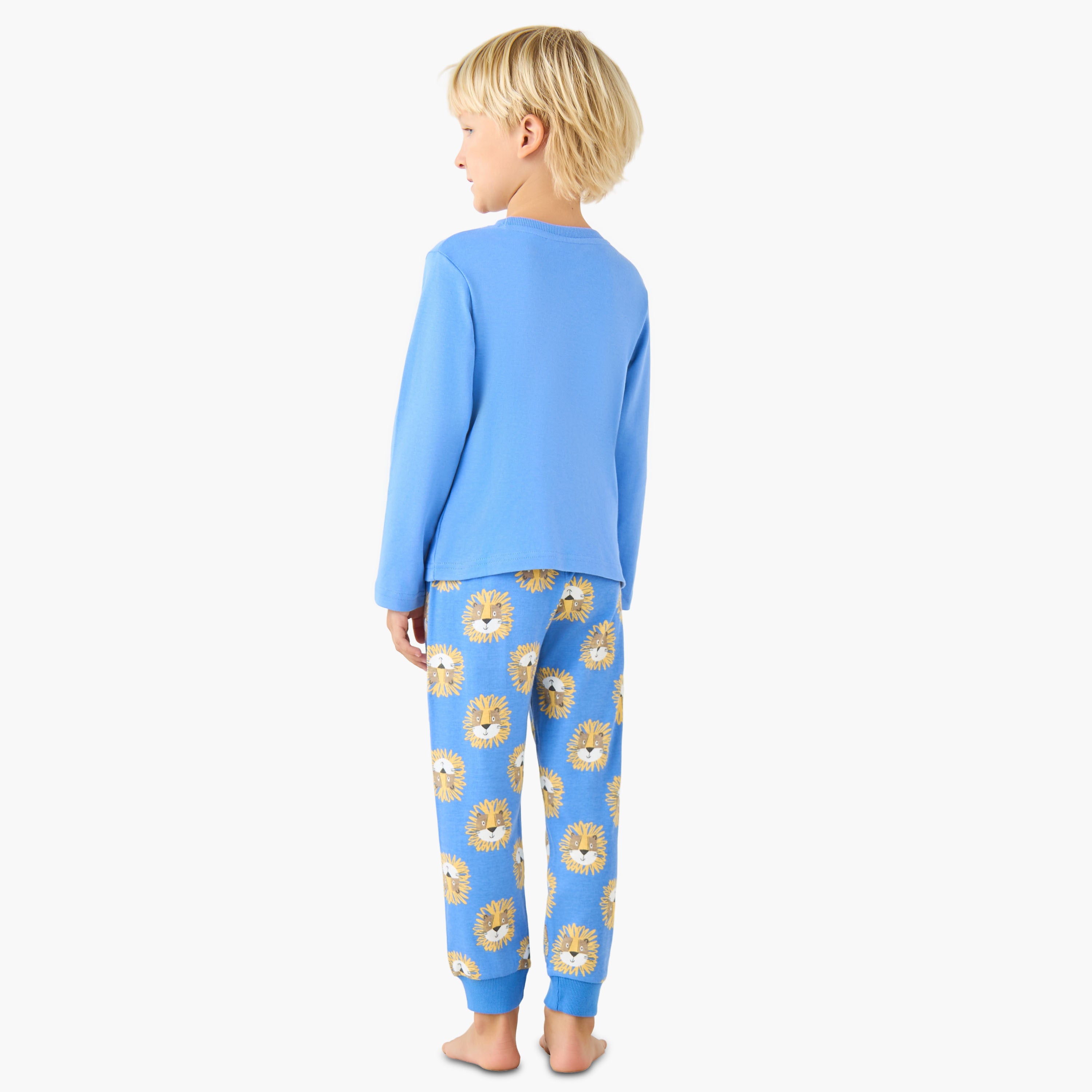Juniors Cotton Crew Neck Long Sleeves Pyjama Set with Sailboat Print