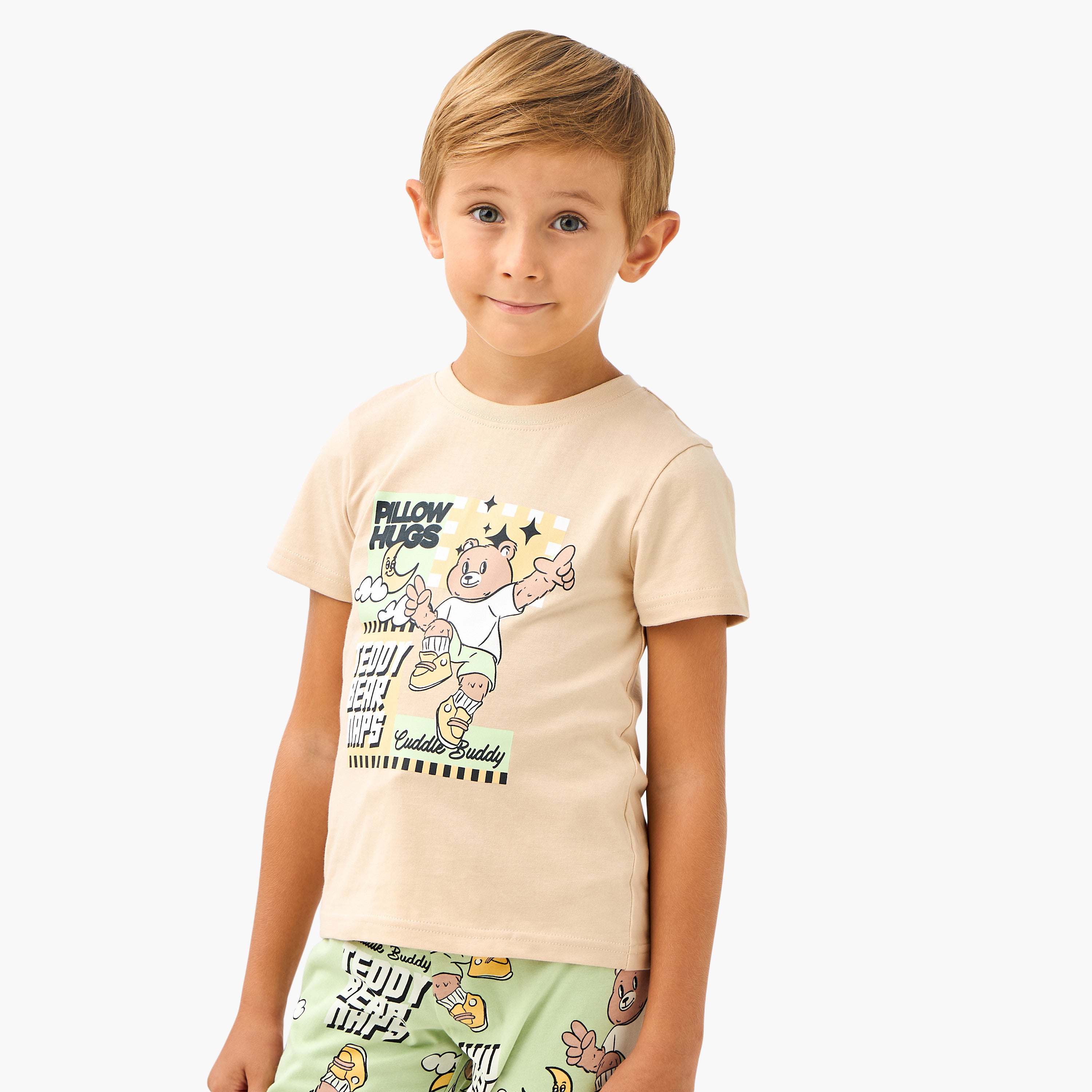 Juniors Teddy Bear Print T-shirt and Pyjama Set